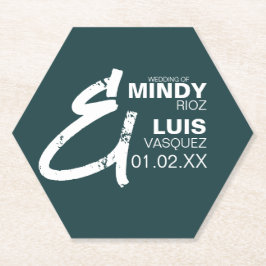Porta-copo De Papel BOLD AMPERSAND Grunge Verde Casamento Branco   