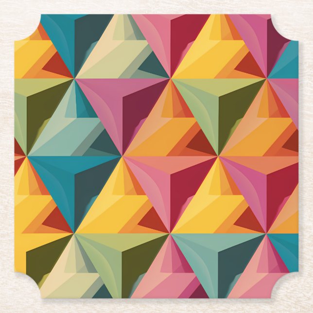 Porta-copo De Papel Bold Geometric Triangle Pattern  (Frente)