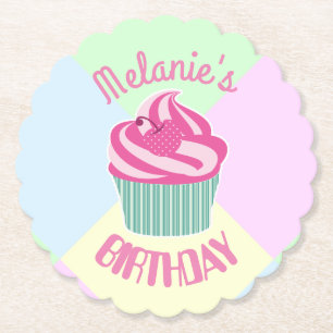 Porta-copo De Papel Bolo de aniversário rosa personalizado
