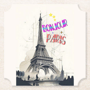 Porta-copo De Papel Bom dia Colorido Paris