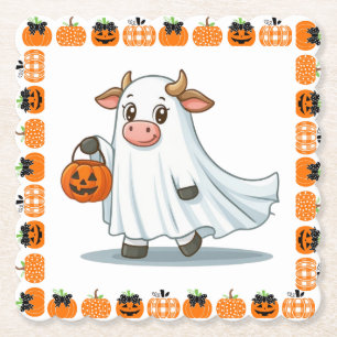 Porta-copo De Papel Bonita, branca, vaca fantasma
