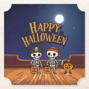 Porta-copo De Papel bonitinho, esqueletos e abóbora no Halloween