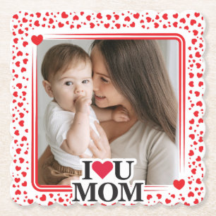 Porta-copo De Papel BONITO CORAÇÃO EU AMO VOCÊ Dia de as mães MÃE.
