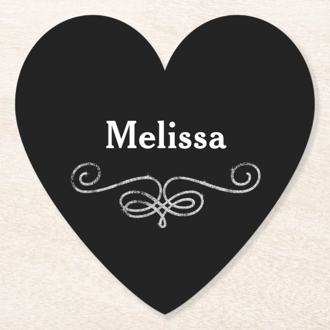 Porta-copo De Papel Bonito preto e prata (Frente)