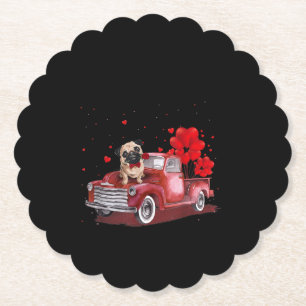 Porta-copo De Papel Bonito Pug Dia de os namorados Amor Cardíaco