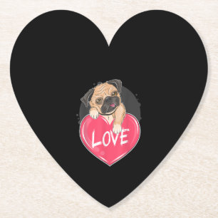 Porta-copo De Papel Bonito Pug Dog Hearts Pug Dia de os namorados Gift