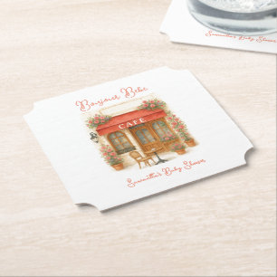 Porta-copo De Papel Bonjour Bebe Paris French Café Chá de fraldas