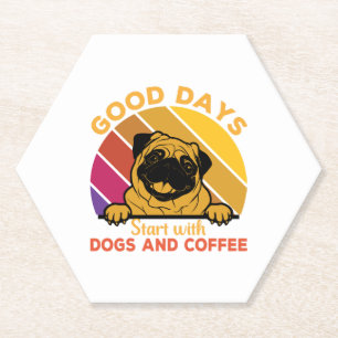 Porta-copo De Papel bons dias começam com doge e café