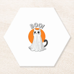 Porta-copo De Papel Boo Cute Ghost Cat Halloween Moon Spookie Gatinho
