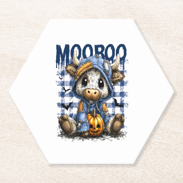 Porta-copo De Papel Boo Halloween Spooky Highland Cow (Frente)