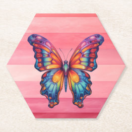 Porta-copo De Papel Borboleta Azul Laranja Asas
