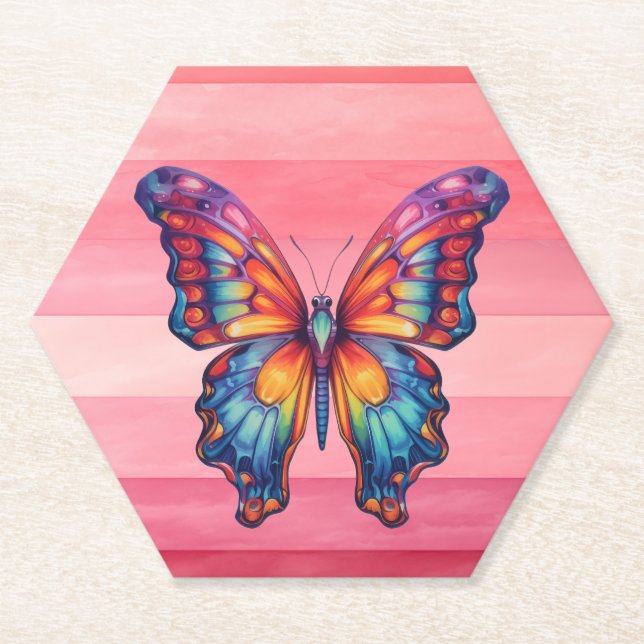 Porta-copo De Papel Borboleta Azul Laranja Asas (Frente)