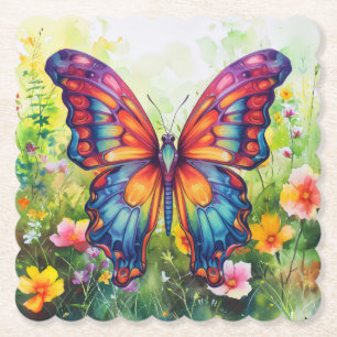 Porta-copo De Papel Borboleta Azul Laranja Asas