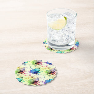 Porta-copo De Papel Borboletas de Aquarela