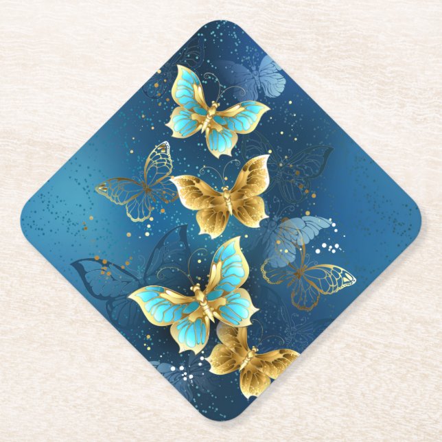 Porta-copo De Papel Borboletas de ouro (Frente)