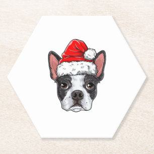 Porta-copo De Papel Boston Terrier Christmas Dog Santa Hat Xmas Boys K