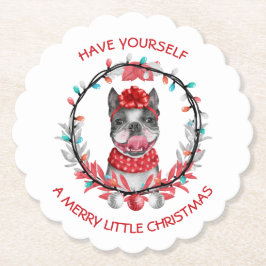 Porta-copo De Papel Boston Terrier Feliz Natal