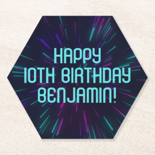 Porta-copo De Papel Boy Neon Teal Glow Party