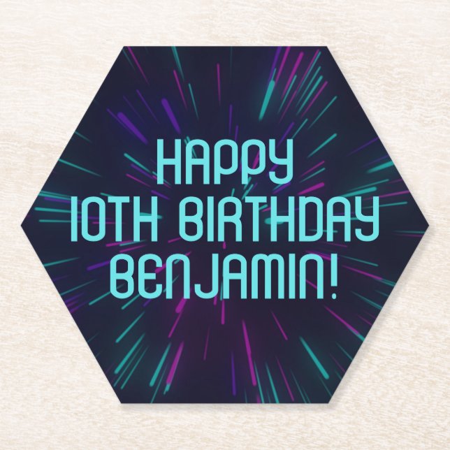 Porta-copo De Papel Boy Neon Teal Glow Party (Frente)