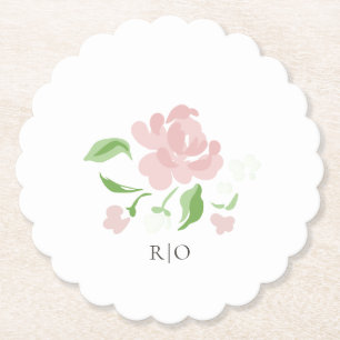 Porta-copo De Papel Branco   Petit Blush Floral Paper Coaster