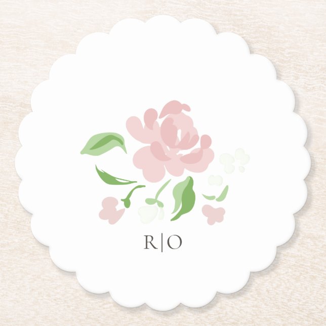 Porta-copo De Papel Branco | Petit Blush Floral Paper Coaster (Frente)
