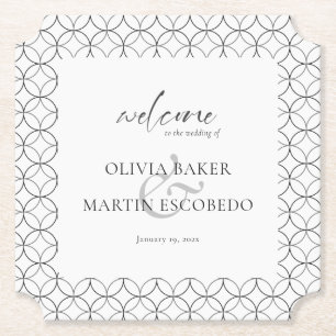 Porta-copo De Papel Branco preto minimalista elegante