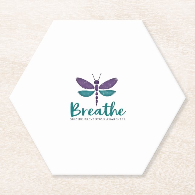 Porta-copo De Papel Breathe Dragonfly Suicide Prevention mental health (Frente)