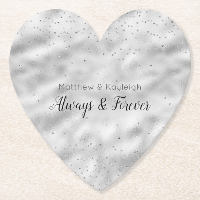 Porta-copo De Papel Brilho Glam Prata Confete (Frente)