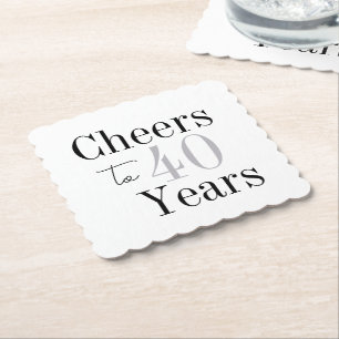 Porta-copo De Papel Brinde a 40 Anos Festa Minimal Prata