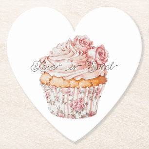 Porta-copo De Papel Brinde de Cupcake Floral de Rosas Rosa Branca Chá