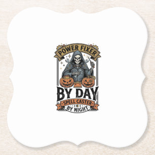 Porta-copo De Papel Bruxa de Reparo de Bateria Camisa de Halloween Eng