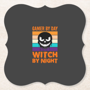Porta-copo De Papel Bruxa Gamer Halloween Crânio Retro