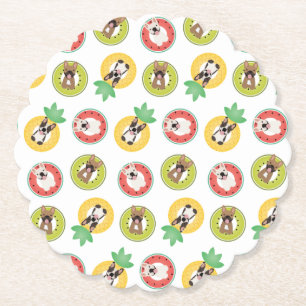 Porta-copo De Papel Bulldog Francês Em Padrões De Piscina De Fruta