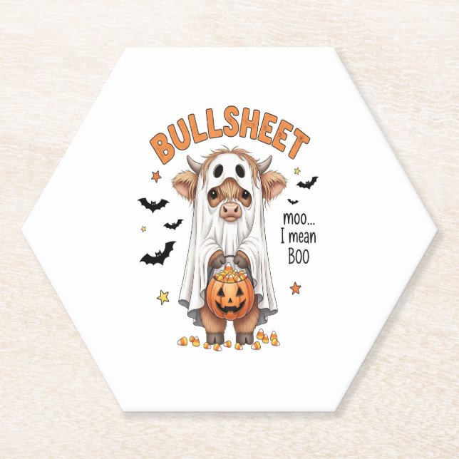 Porta-copo De Papel Bullsheet Highland Cow Funny Ghost (Frente)