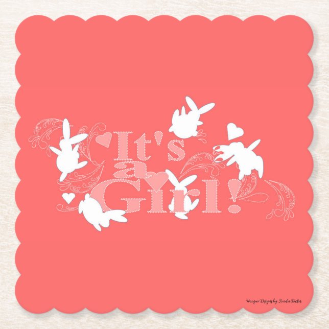 Porta-copo De Papel Bunnies Dançantes É uma Garota! Chá de fraldas ros (Frente)