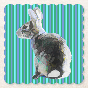Porta-copo De Papel Bunny Coaster com Fundo Listrado Azul