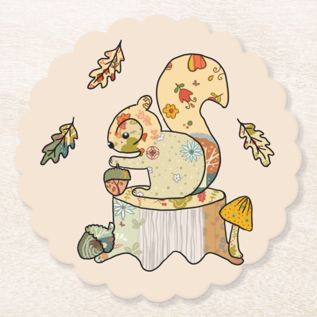 Porta-copo De Papel Buntes Eichhörnchen  (Frente)