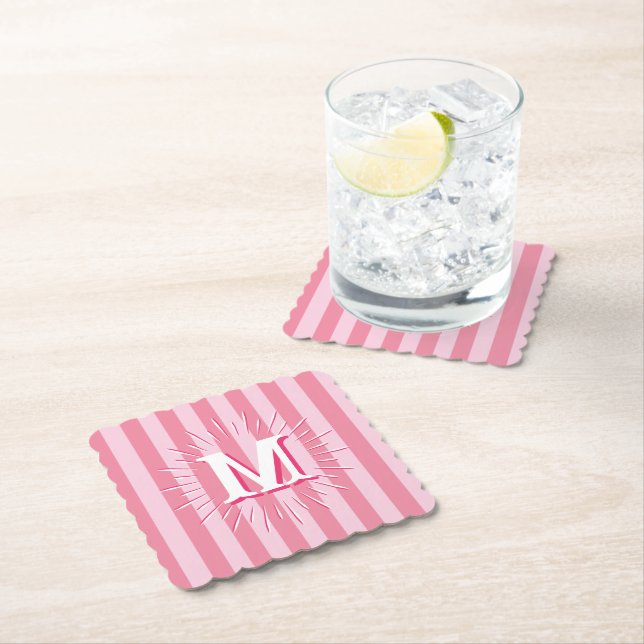 Porta-copo De Papel Cabana Stripes in Pink Personalized (Insitu)