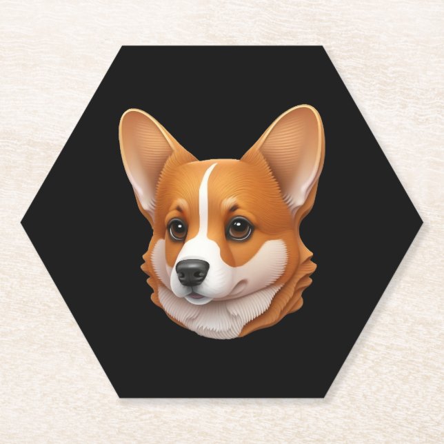 Porta-copo De Papel Cabeça de corgi fofo (Frente)