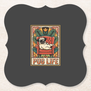 Porta-copo De Papel Cachorro Arte Popular Retro Pug Life