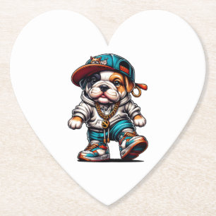 Porta-copo De Papel Cachorro Bulldog Fofo com Roupa de Streetwear Cora