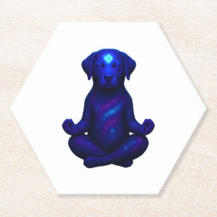 Porta-copo De Papel Cachorro Cósmico Meditando com Terceiro Olho Brilh