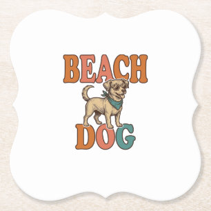 Porta-copo De Papel Cachorro de Praia Gravura Vintage Design Gráfico_1
