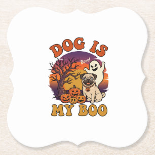Porta-copo De Papel Cachorro É Boo Halloween Pug Fantasma Abóboras_1