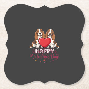 Porta-copo De Papel Cachorro Floral Basset Hound do Dia dos Namorados