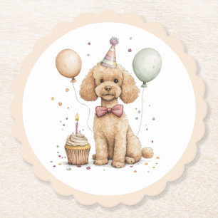 Porta-copo De Papel Cachorro Poodle Padrão de Aniversário