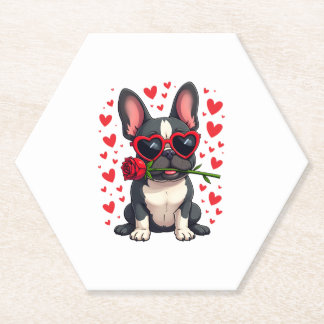 Porta-copo De Papel Cachorro Terrier de Boston Fofo com Óculos Rosa Di