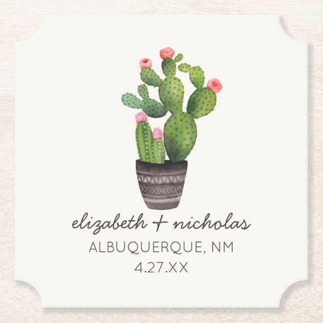 Porta-copo De Papel Cactus Floral Rosa (Frente)
