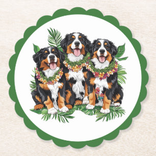Porta-copo De Papel Cães Berneses de Montanha Havaianos Flor Lei