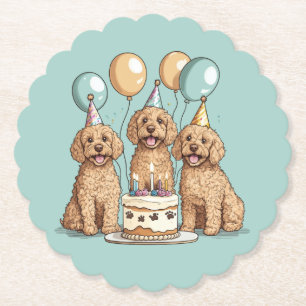 Porta-copo De Papel Cães de Goldendoodle de Aniversário